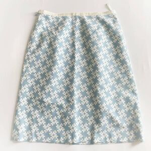 Lanvin Paris Collection Light Blue & White Patterned Skirt 38